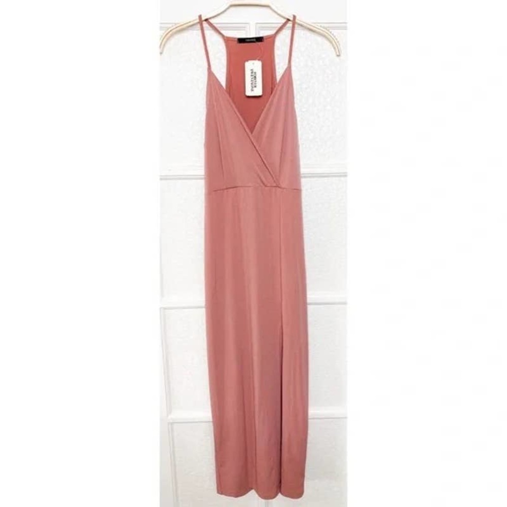 Slip Dress Dusty Rose Mauve Pink Leg Slit Semi Formal Cocktail M